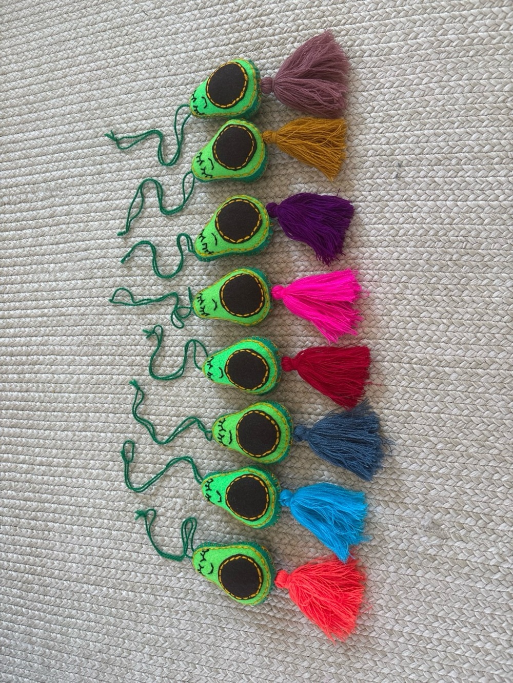 Handmade Green Avocado Tassel Bag Charms - Colorful Accent Accessories